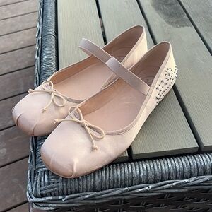 Free People Jeffrey Campbell UL Stars Align Ballet Flat champagne Satin Studs